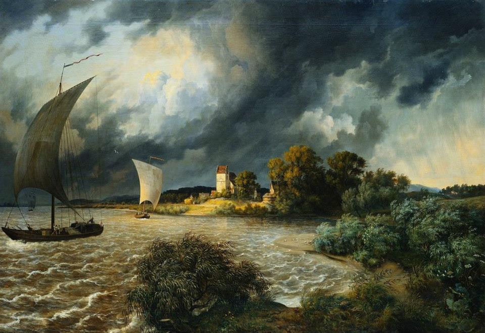 Ernst Ferdinand Oehme (1797-1855), Thunderstorm in the area of the village Kaditz