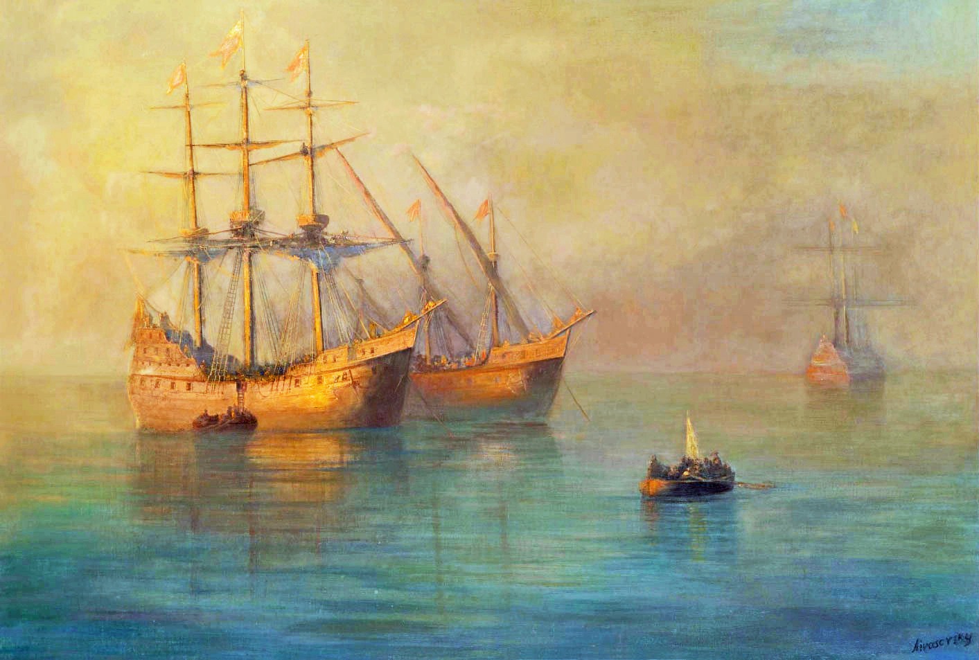 Ivan Constantinovich Aivazovsky, The Arrival Of Columbus’ Fleet