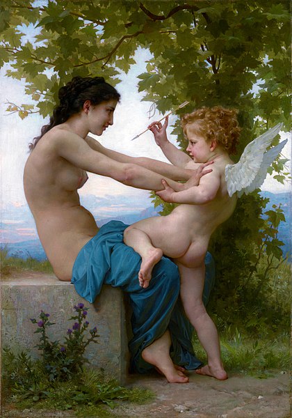 420px A Girl Defending Herself Against Eros, By William Adolphe Bouguereau