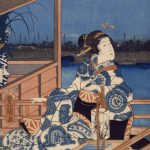 Utagawa Hiroshige, Moonlight View Of Tsukuda With Lady On A Balcony