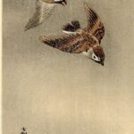 Two Sparrows In Flight Ohara Koson, Japanese (1877 1945) Sgc